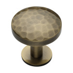 M Marcus Heritage Brass Hammered Design Round Cabinet Knob with Rose 38mm 